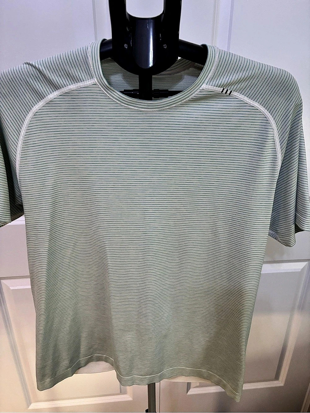 Lululemon Metal Vent Tech Short Sleeve Striped Green & White Top